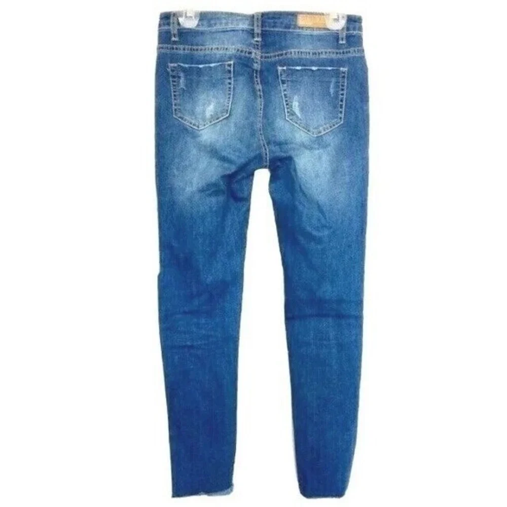 Blue Age Womens Destroyed Ripped Distressed Skinny Jeans Release Hem Cuff Size 7